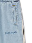 Pantaloni sportivi con logo per bambino Palm Angels Kids blu con dettaglio a righe - Rubino Kids