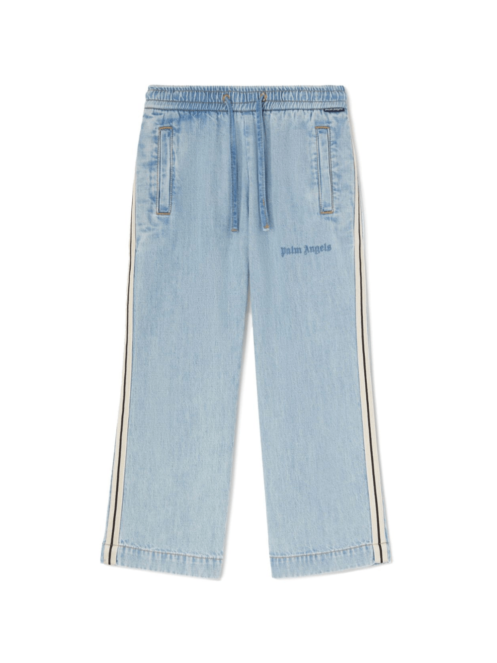 Pantaloni sportivi con logo per bambino Palm Angels Kids blu con dettaglio a righe - Rubino Kids