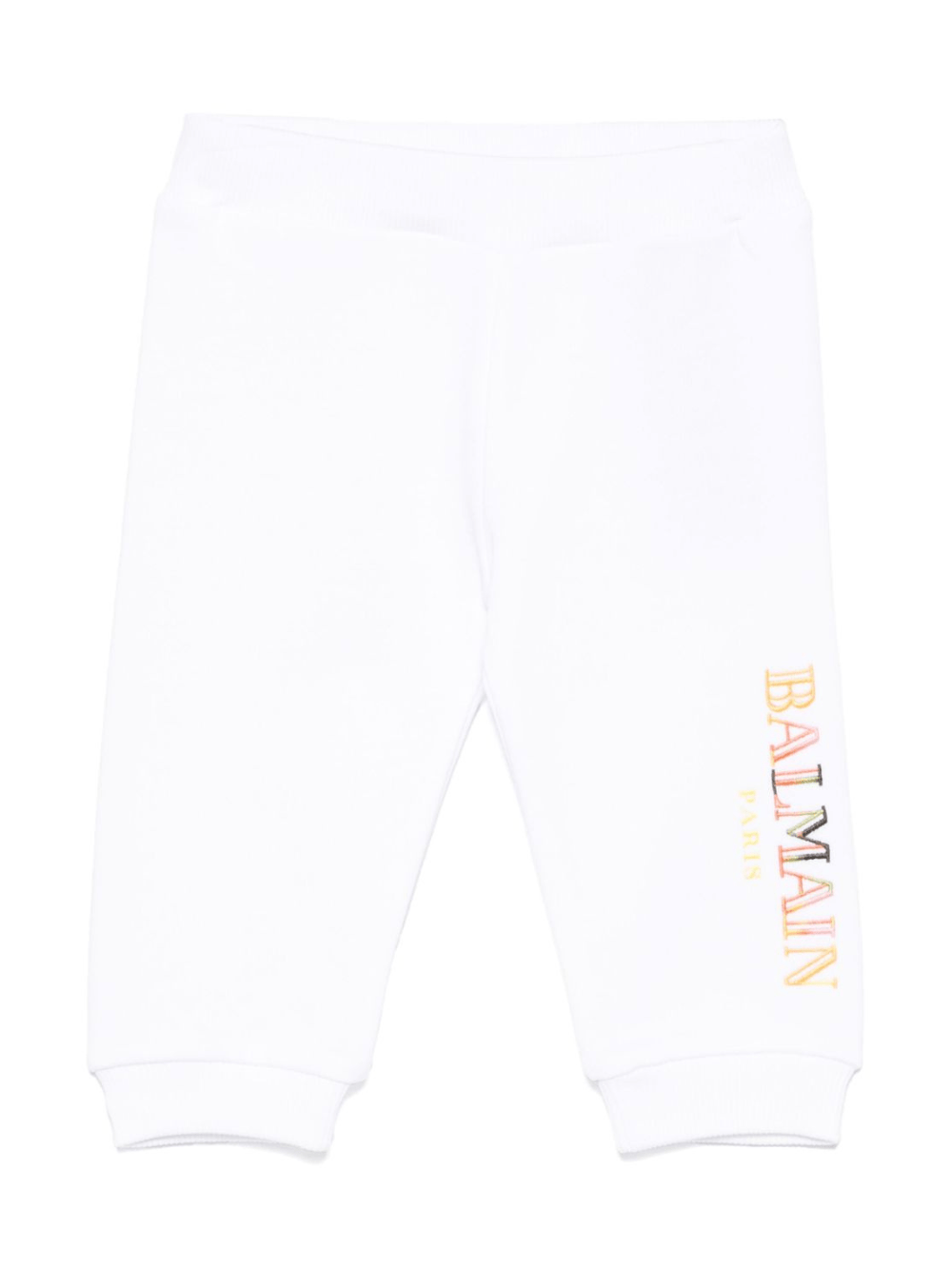 Pantaloni sportivi con ricamo per neonato Balmain Kids bianco con polsini a coste - Rubino Kids