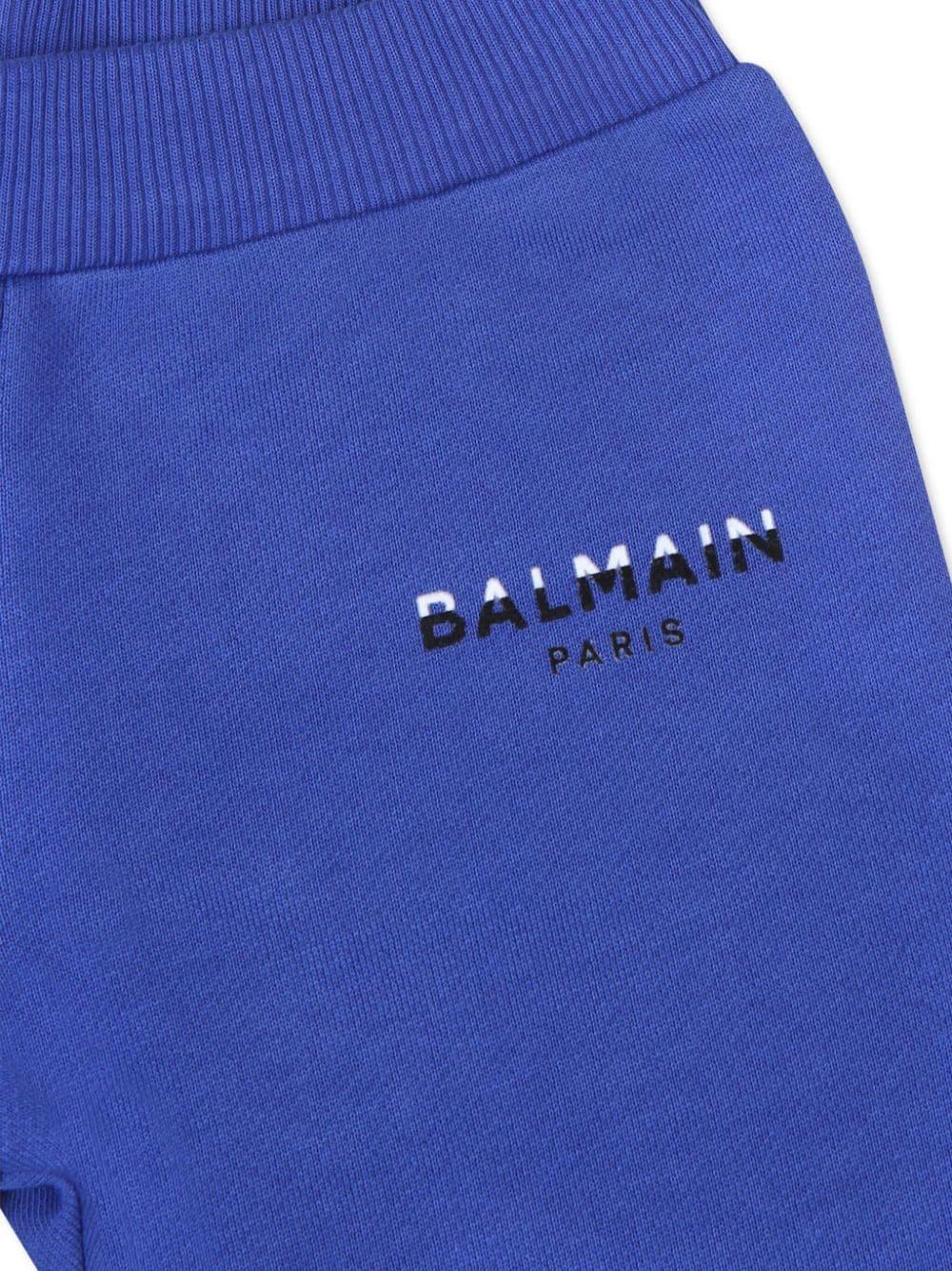 Pantaloni sportivi con stampa per neonato Balmain Kids blu con taglio straight - Rubino Kids