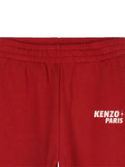 Pantaloni sportivi elasticizzati per bambino Kenzo Kids rosso con stampa logo - Rubino Kids