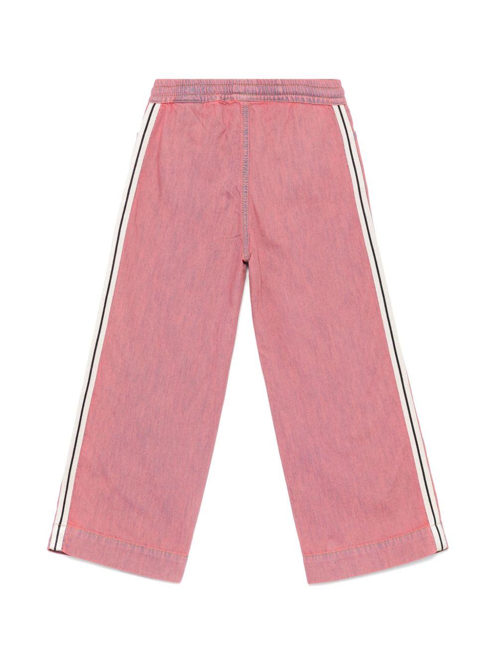 Pantaloni sportivi in chambray per bambina Palm Angels Kids rosa con due tasche laterali - Rubino Kids