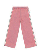 Pantaloni sportivi in chambray per bambina Palm Angels Kids rosa con due tasche laterali - Rubino Kids