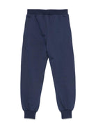 Pantaloni sportivi in cotone per bambino Moschino Kids blu con orli a coste - Rubino Kids