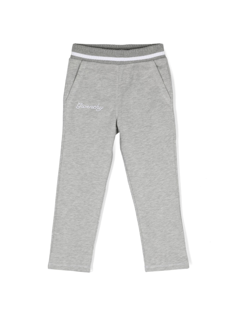 Pantaloni sportivi mélange per bambina Givenchy Kids grigio con ricamo e dettaglio glitter - Rubino Kids