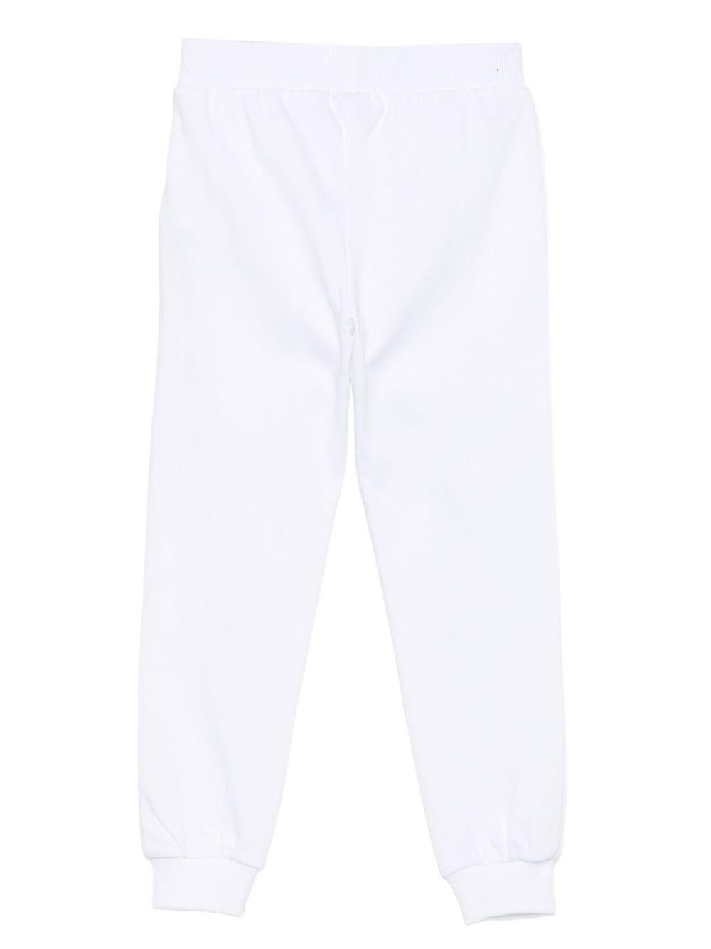 Pantaloni sportivi Moschino Kids bianco con motivo smiley - Rubino Kids