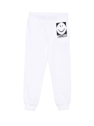 Pantaloni sportivi Moschino Kids bianco con motivo smiley - Rubino Kids