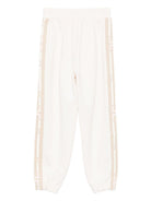 Pantaloni sportivi per bambina Elisabetta Franchi La Mia Bambina beige con righe laterali - Rubino Kids