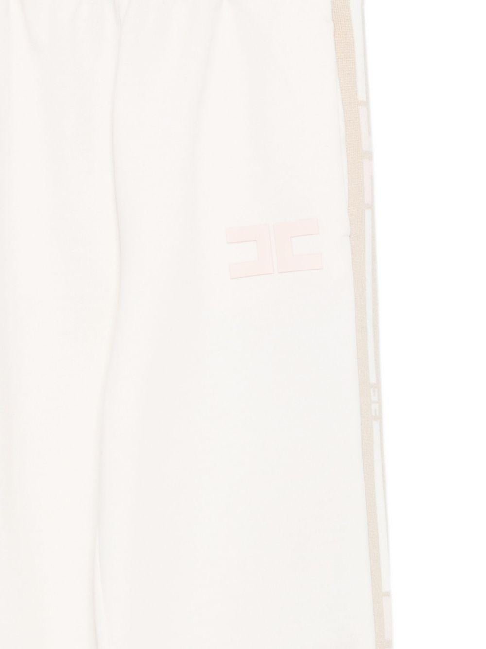 Pantaloni sportivi per bambina Elisabetta Franchi La Mia Bambina beige con righe laterali - Rubino Kids