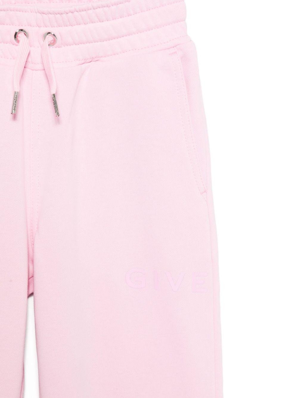 Pantaloni sportivi per bambina Givenchy Kids rosa con logo ricamato - Rubino Kids
