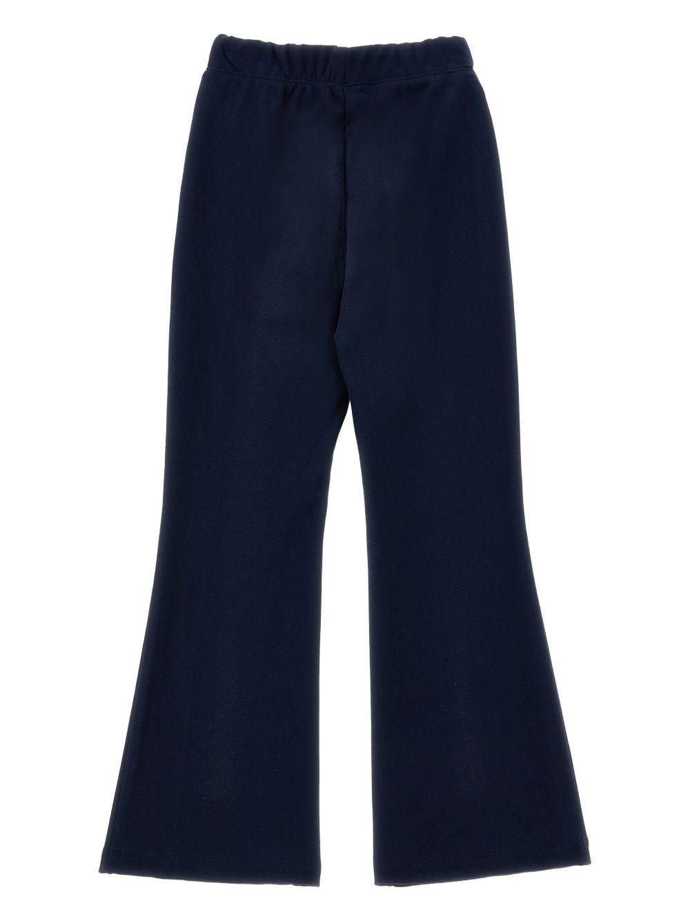 Pantaloni sportivi per bambina Monnalisa blu con dettaglio con logo frontale - Rubino Kids