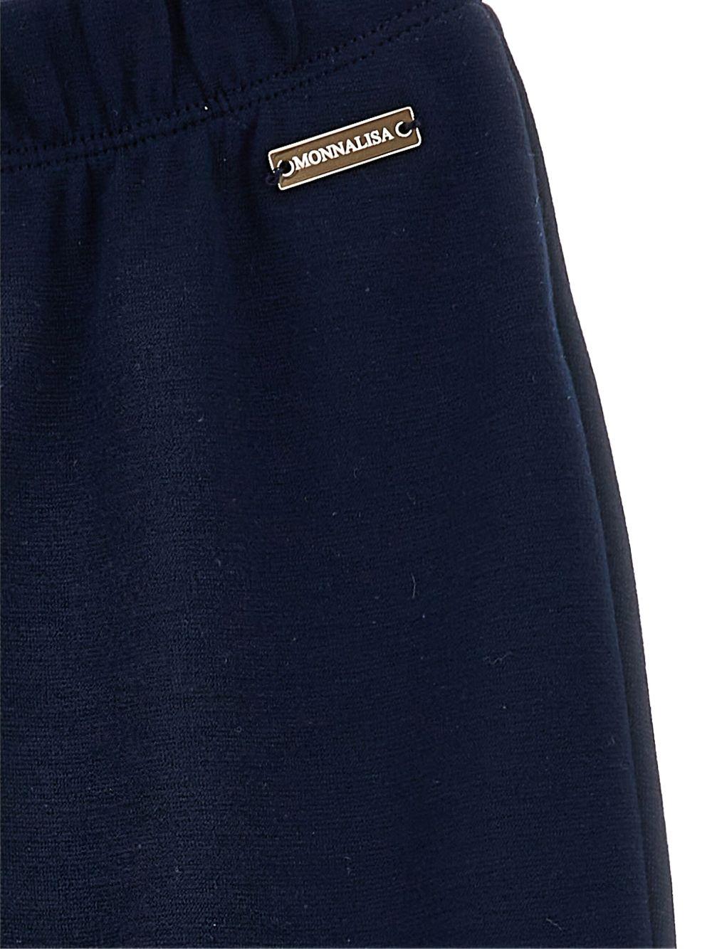 Pantaloni sportivi per bambina Monnalisa blu con dettaglio con logo frontale - Rubino Kids