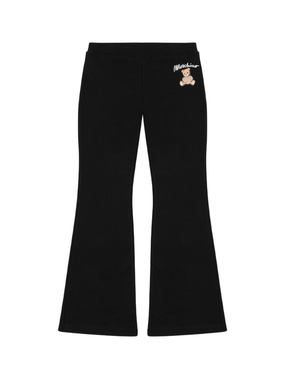 Pantaloni sportivi per bambina Moschino Kids neri con stampa con logo - Rubino Kids