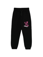 Pantaloni sportivi per bambina Off - White Kids neri con stampa effetto vernice spray - Rubino Kids