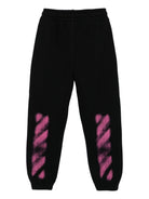 Pantaloni sportivi per bambina Off - White Kids neri con stampa effetto vernice spray - Rubino Kids