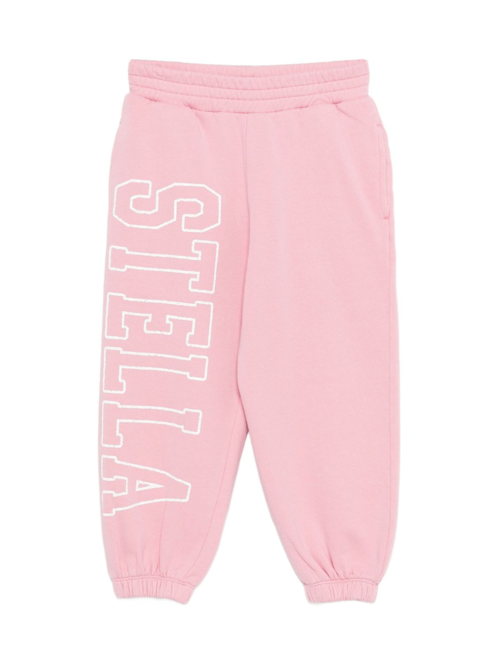 Pantaloni sportivi per bambina Stella McCartney Kids rosa con stampa logo sulla gamba - Rubino Kids