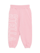 Pantaloni sportivi per bambina Stella McCartney Kids rosa con stampa logo sulla gamba - Rubino Kids