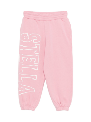Stella McCartney Kids pink tracksuit bottoms for girls with logo print on the leg