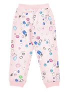 Pantaloni sportivi per bambina Stitch Disney x Monnalisa rosa con stampa gemme - Rubino Kids