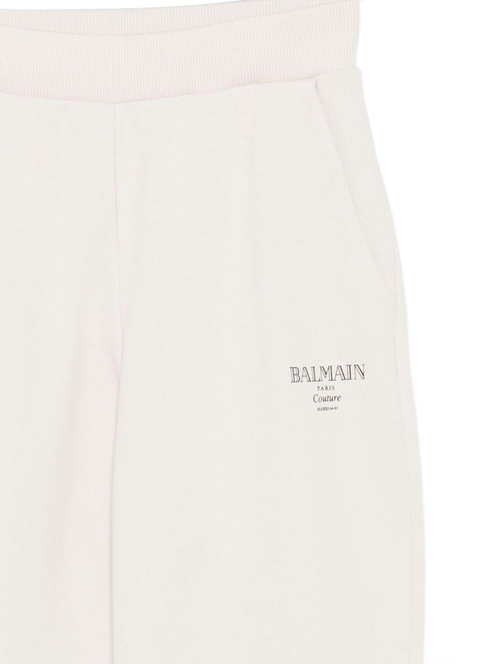 Pantaloni sportivi per bambino Balmain Kids beige con logo - Rubino Kids