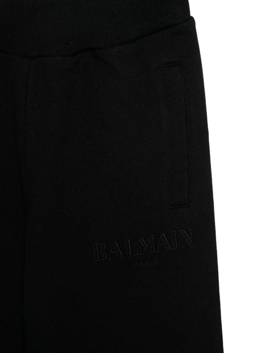 Pantaloni sportivi per bambino Balmain Kids neri con logo ricamato - Rubino Kids