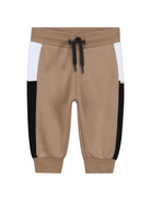 Pantaloni sportivi per bambino Boss Kids beige con inserti laterali a contrasto - Rubino Kids