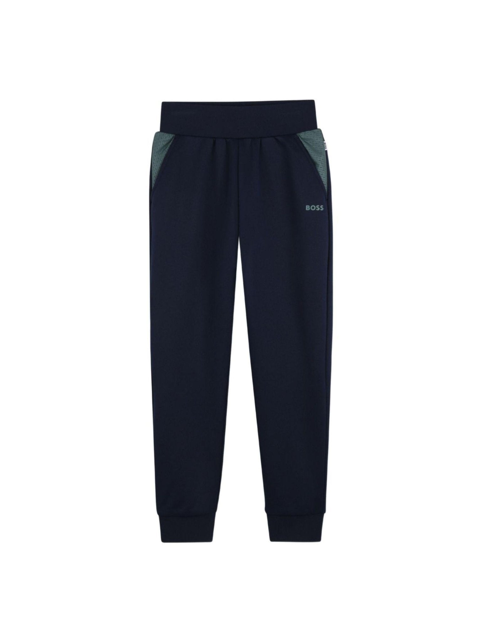 Pantaloni sportivi per bambino Boss Kids blu con logo tono su tono - Rubino Kids