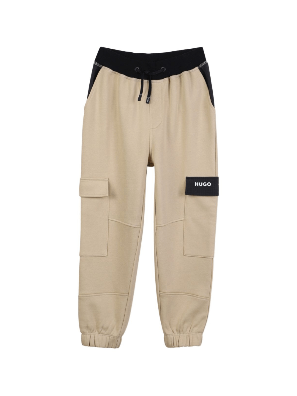 Pantaloni sportivi per bambino Hugo Kids beige con tasche cargo laterali - Rubino Kids
