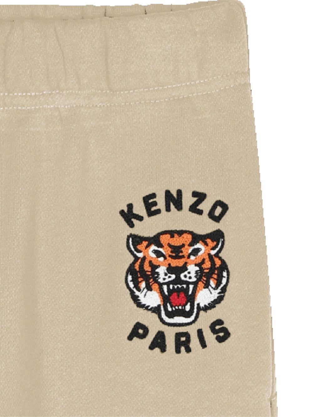 Pantaloni sportivi per bambino Kenzo Kids beige con ricamo Tiger - Rubino Kids