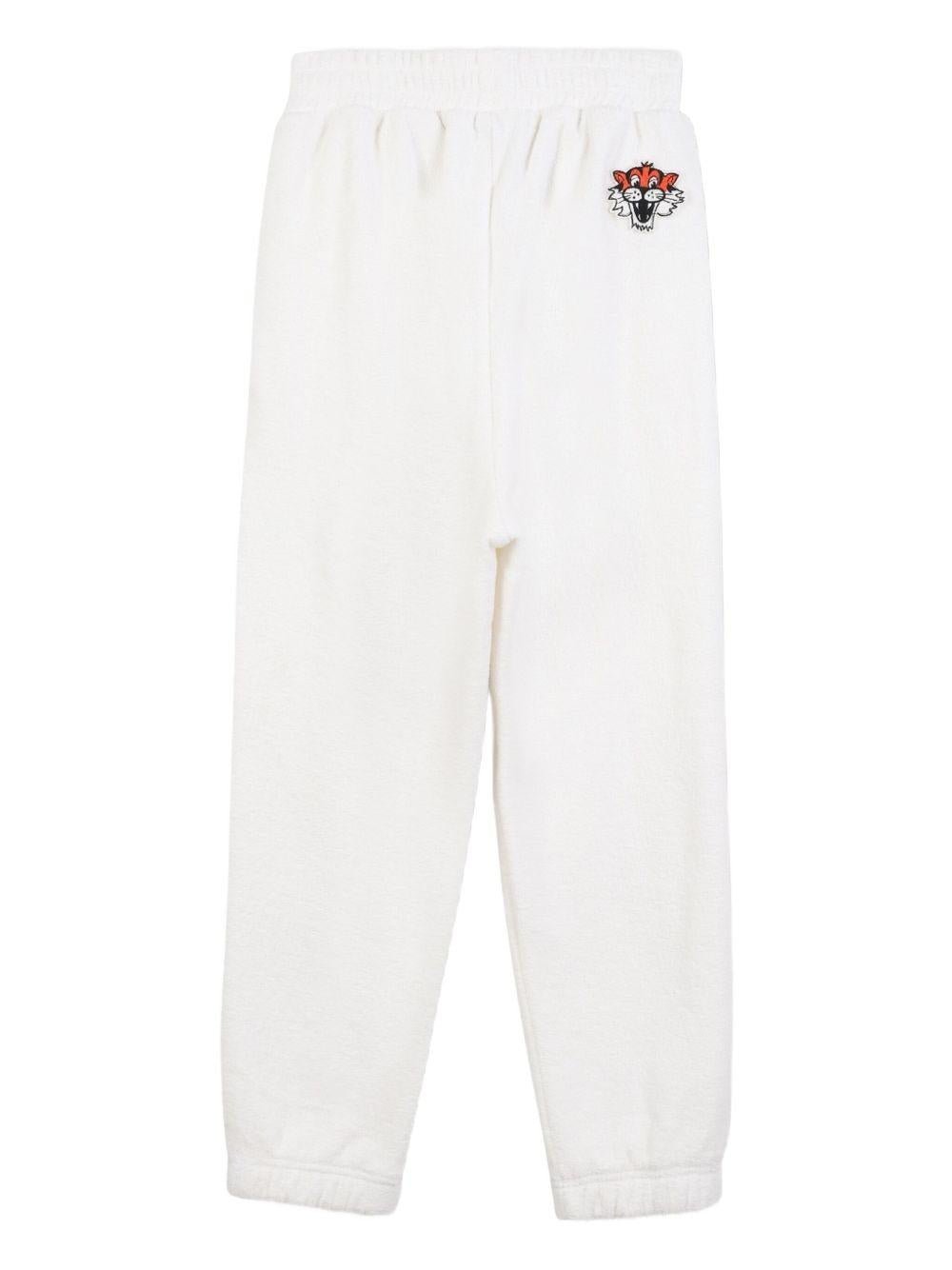 Pantaloni sportivi per bambino Kenzo Kids bianchi con logo ricamato - Rubino Kids