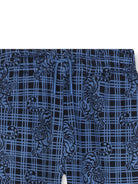 Pantaloni sportivi per bambino Kenzo Kids blu a quadri con stampa Tiger - Rubino Kids