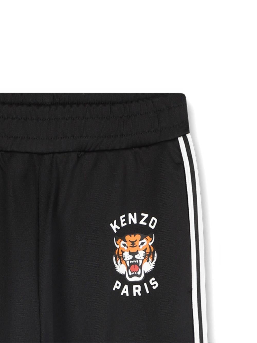 Pantaloni sportivi per bambino Kenzo Kids nero con righe laterali - Rubino Kids