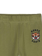 Pantaloni sportivi per bambino Kenzo Kids verdi con ricamo Tiger - Rubino Kids