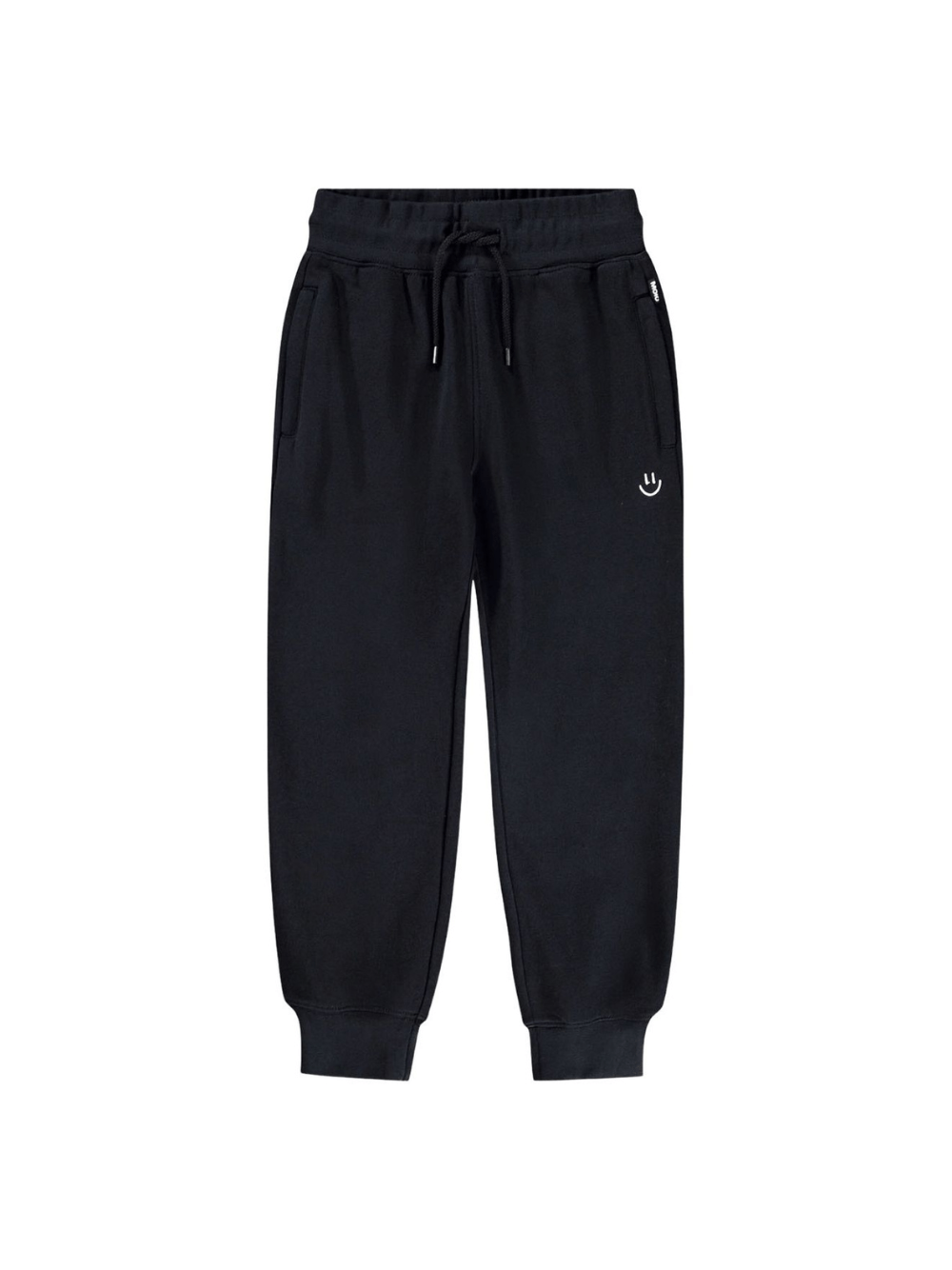 Pantaloni sportivi per bambino Molo Alvar nero con orli alle caviglie elasticizzati - Rubino Kids