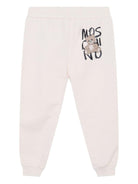 Pantaloni sportivi per bambino Moschino Kids bianco con stampa Teddy Bear - Rubino Kids