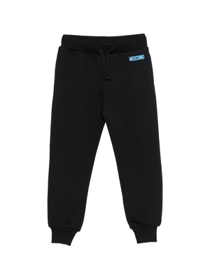 Moschino Kids black sweatpants with logo for boys