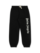 Pantaloni sportivi per bambino Palm Angels Kids neri con logo sul davanti - Rubino Kids