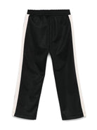 Pantaloni sportivi per bambino Palm Angels Kids neri con stampa con logo laterale - Rubino Kids