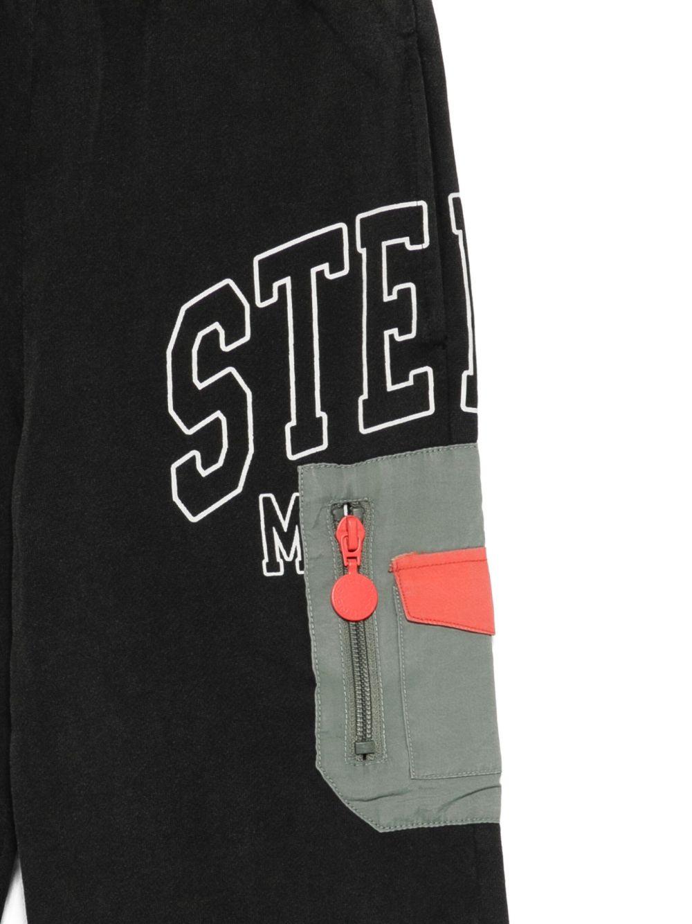 Pantaloni sportivi per bambino Stella McCartney Kids nero con logo applicato - Rubino Kids