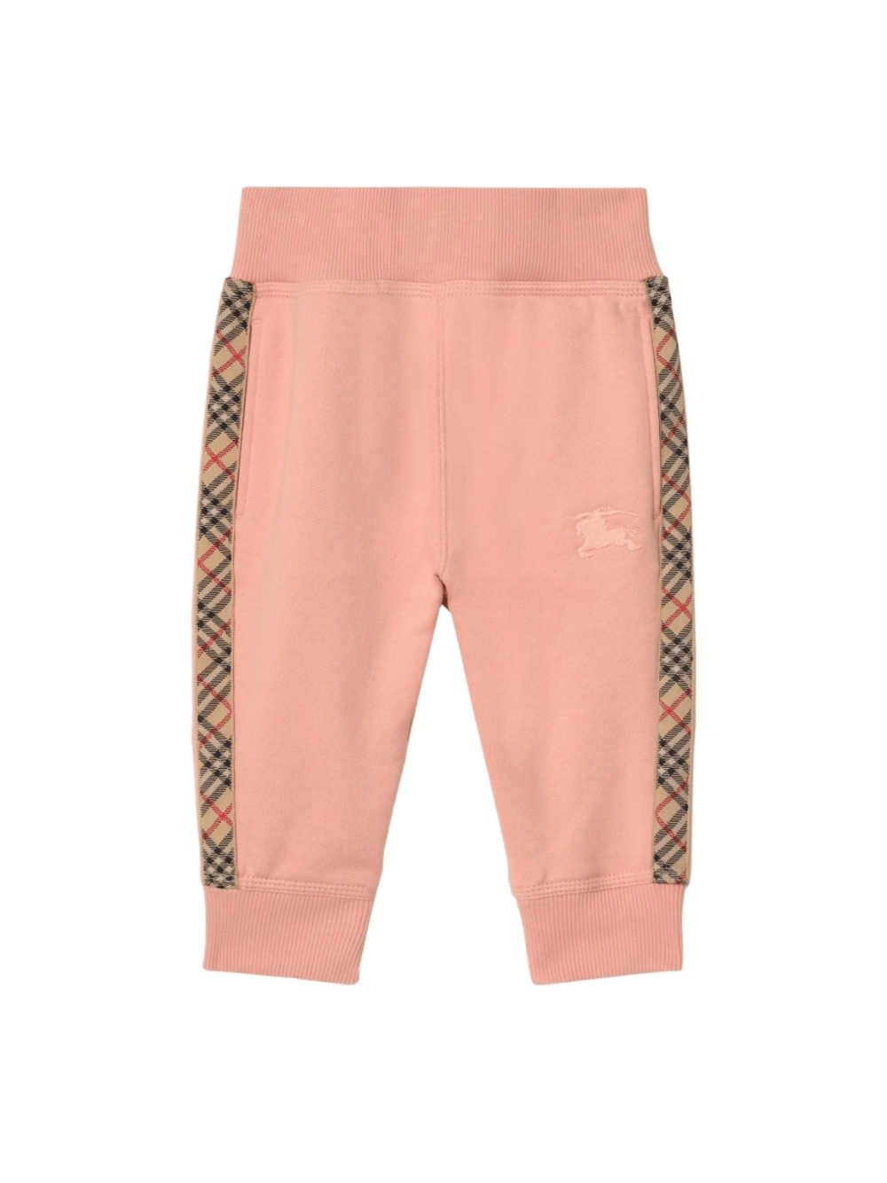 Pantaloni sportivi per neonata Burberry Kids rosa con nastro a quadri - Rubino Kids