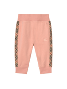 Pantaloni sportivi per neonata Burberry Kids rosa con nastro a quadri - Rubino Kids