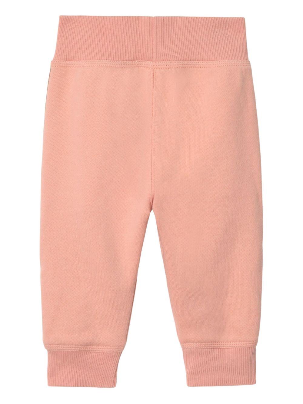 Pantaloni sportivi per neonata Burberry Kids rosa con nastro a quadri - Rubino Kids