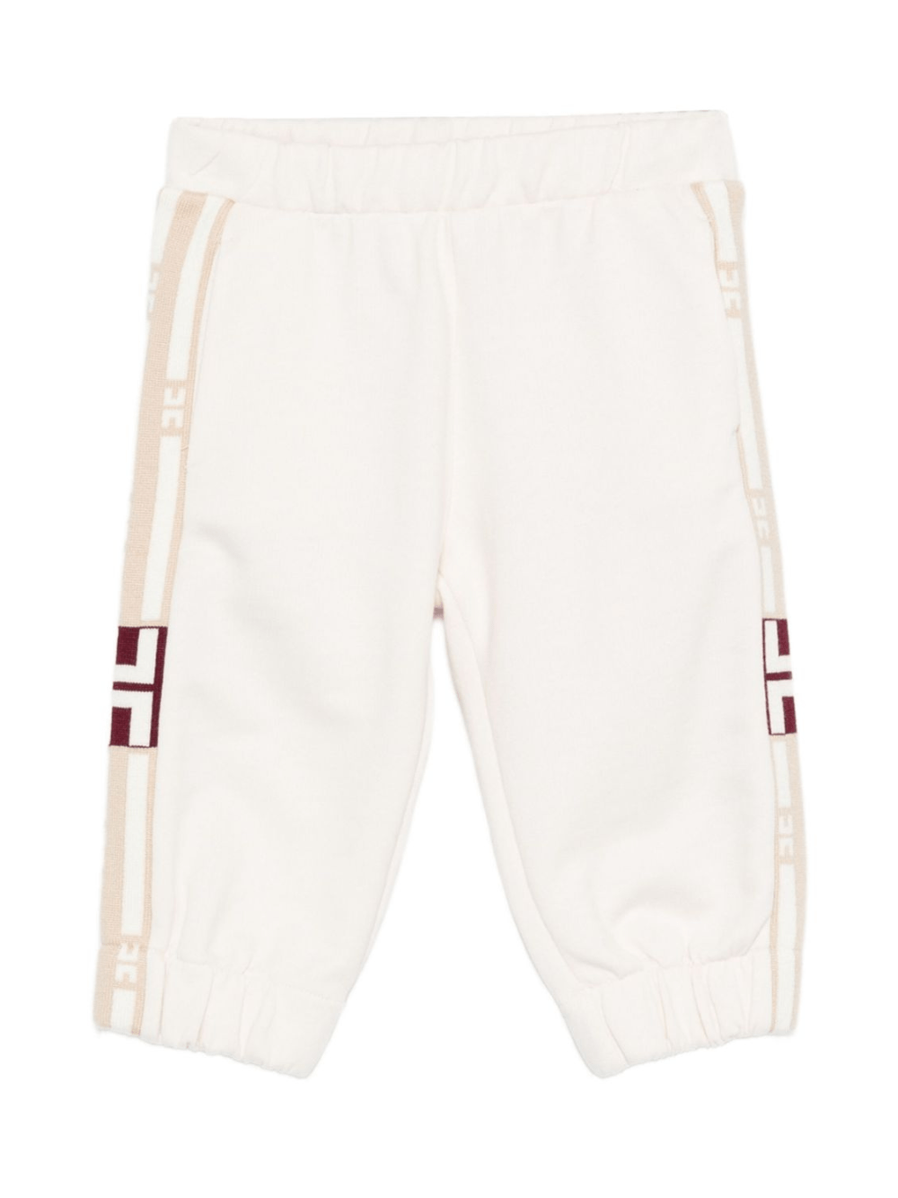 Pantaloni sportivi per neonata Elisabetta Franchi La Mia Bambina beige con righe laterali - Rubino Kids