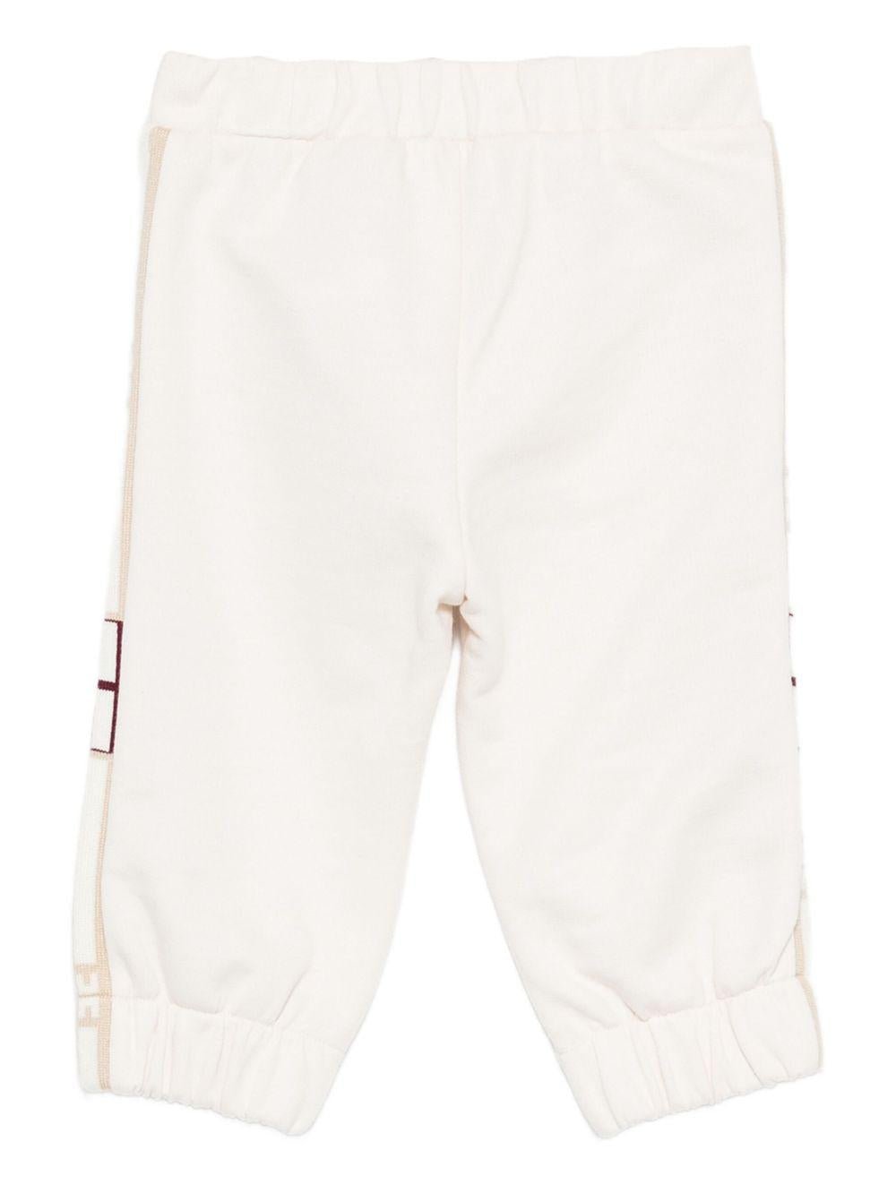 Pantaloni sportivi per neonata Elisabetta Franchi La Mia Bambina beige con righe laterali - Rubino Kids