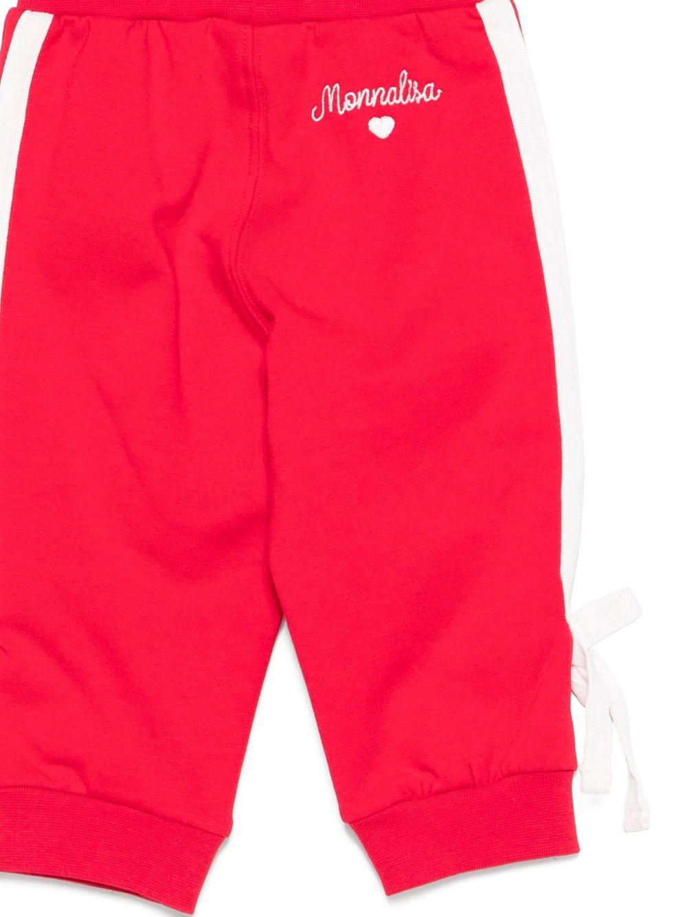 Pantaloni sportivi per neonata Monnalisa rossi con strisce laterali - Rubino Kids