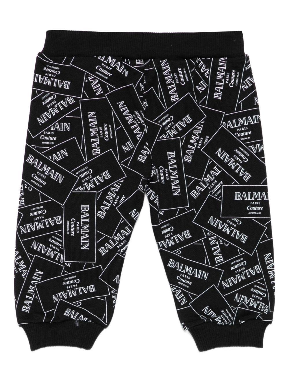 Pantaloni sportivi per neonato Balmain Kids nero con applicazione - Rubino Kids