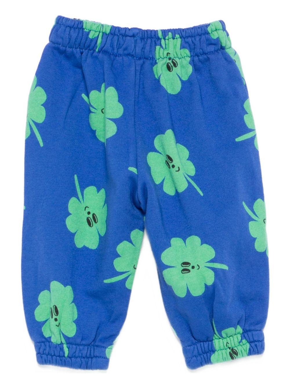 Pantaloni sportivi per neonato Bobo Choses blu con stampa trifoglio - Rubino Kids