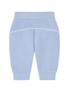 Pantaloni sportivi per neonato Emporio Armani Kids azzurro con logo aquila sul davanti - Rubino Kids
