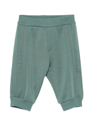 Pantaloni sportivi per neonato Emporio Armani Kids verdi con logo in rilievo