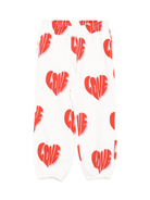 Pantaloni sportivi Stella McCartney Kids bianco con motivo a cuore - Rubino Kids